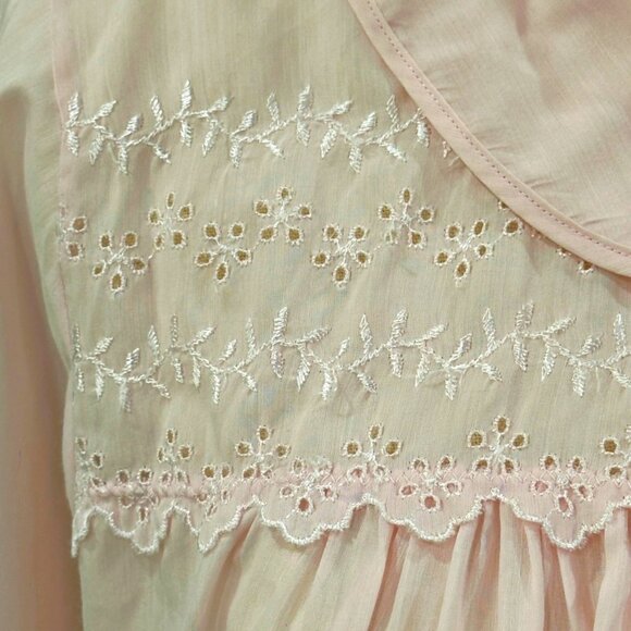 Vintage Heiress Bed Jacket Size M Pink Embroidery Cotton Blend Delicate Feminine - Picture 3 of 10